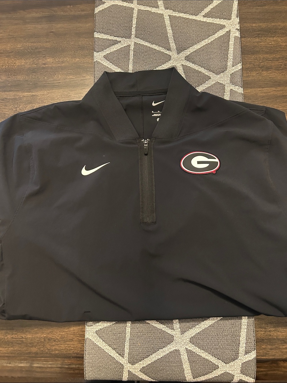 Nike Black Short-Sleeve Quarter-Zip with Gray Sleeve Panels - Georgia Logo
